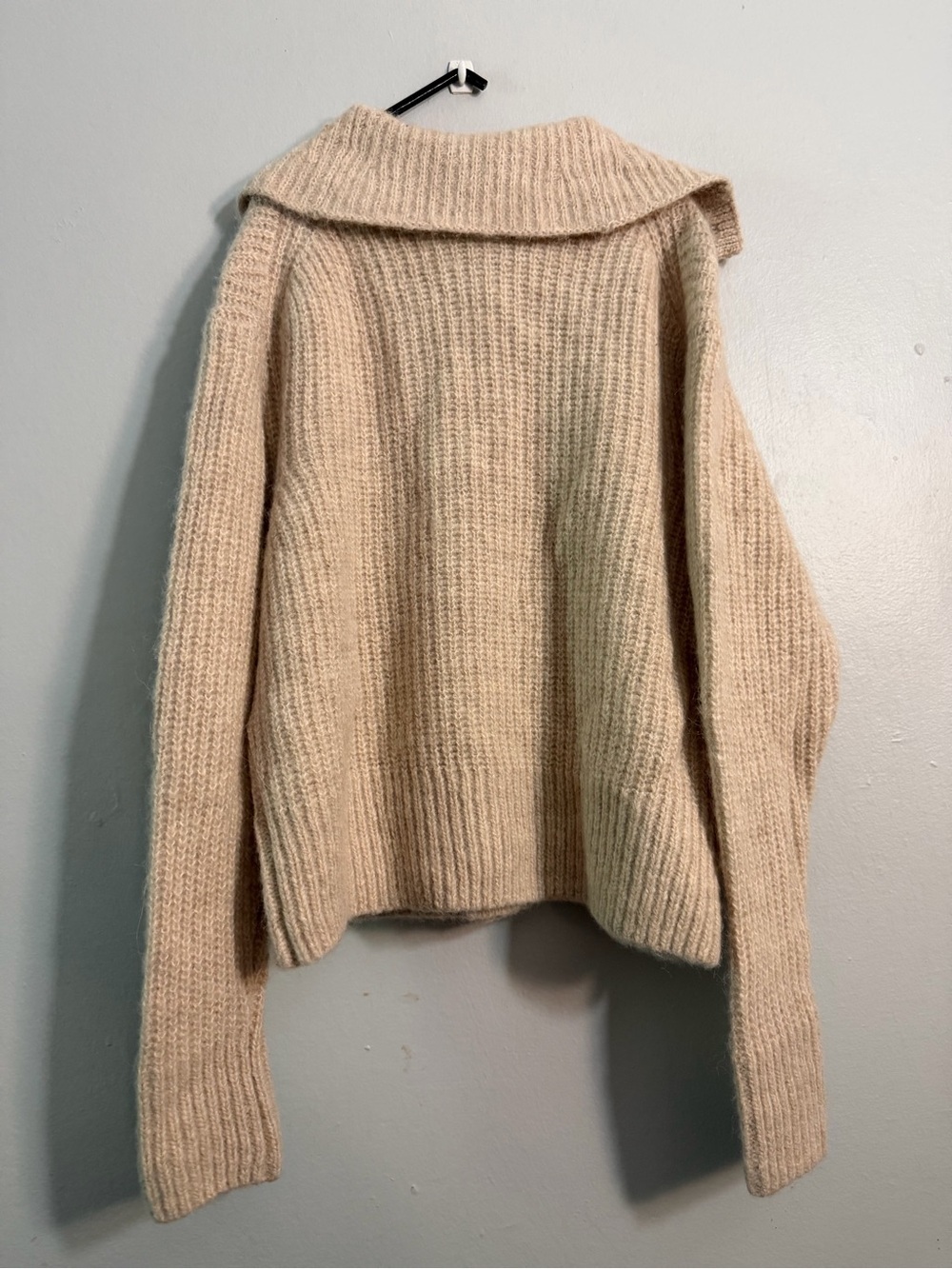 Cos Spread Collar Wool Alpaca Blend Cardigan In Beige - Picture 6 of 7